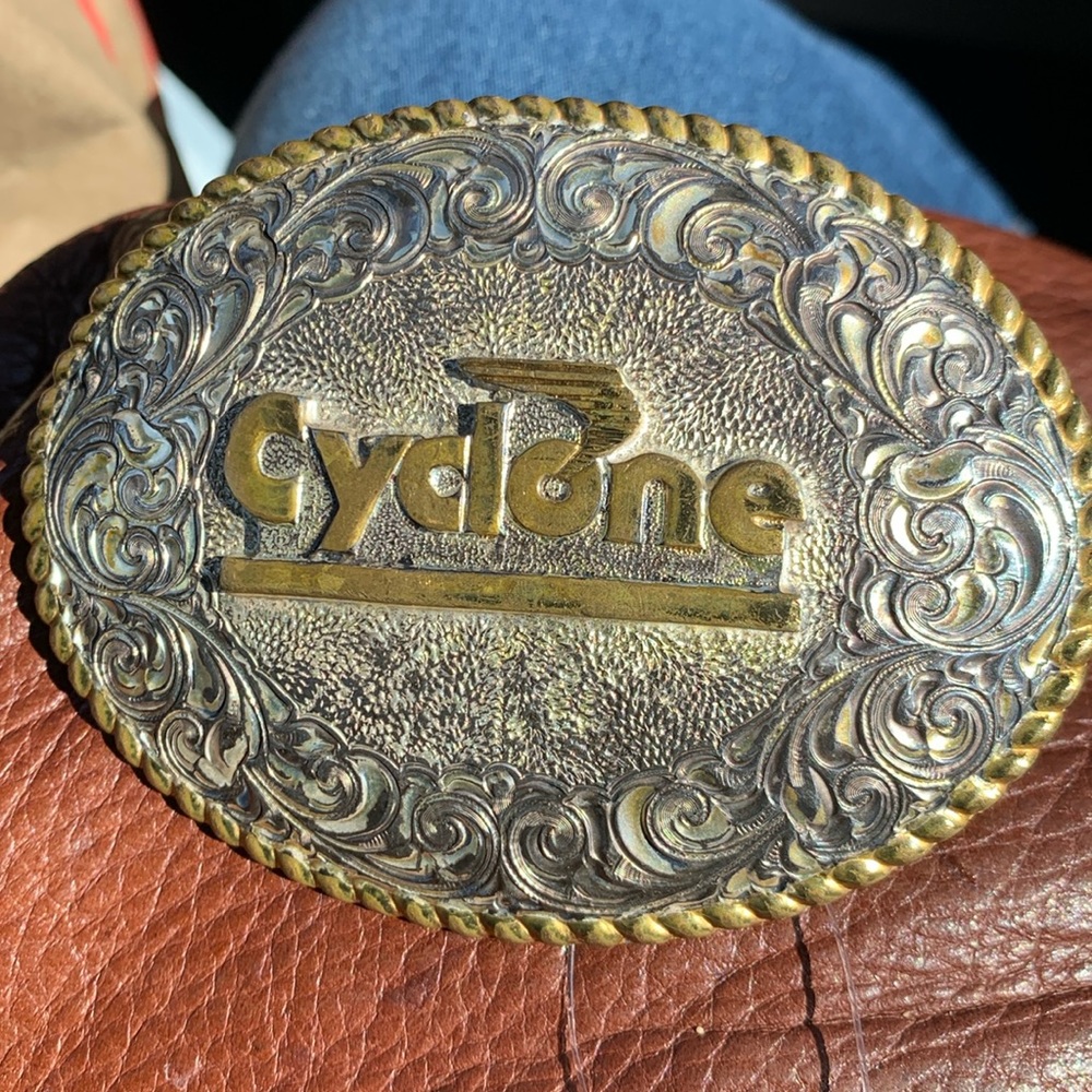 Vintage Crumrine 2tone Heavy Silver Plate Belt Buckle